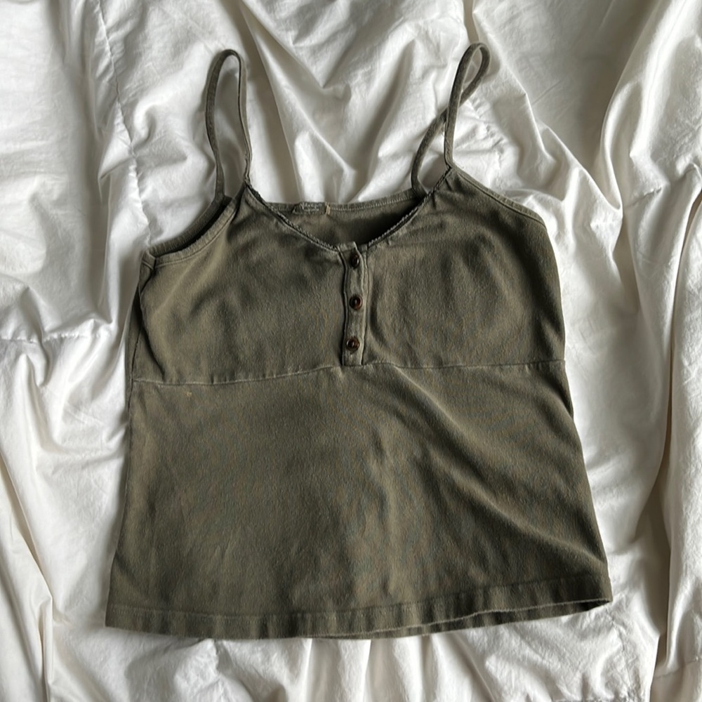 Dark green brandy melville john galt button up tank top